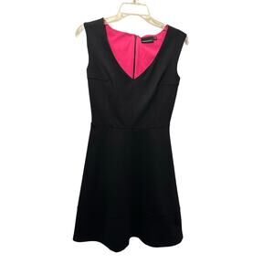 Cynthia Rowley Womens Fit and Flare black dress V-Neck size small